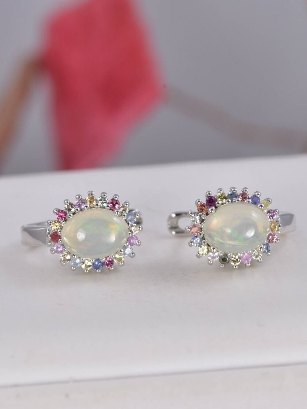 Natural Ethopian Opal Hoop Earrings 925 Sterling Silver